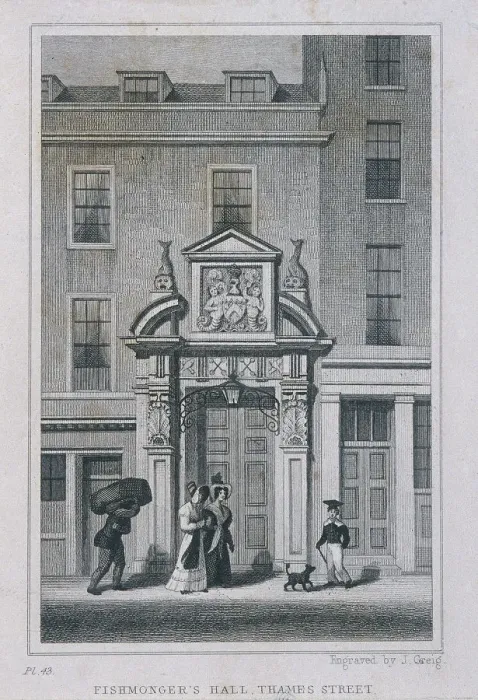 Framed Print : Fishmongers Hall, London, c1825