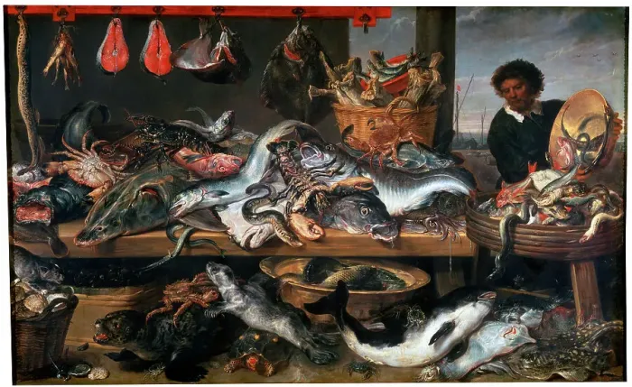 Framed Print : A Fishmongers Shop, 17th century. Artist: Frans Snyders Framed Print : A Fishmongers Shop, 17th century. Artist: Frans Snyders