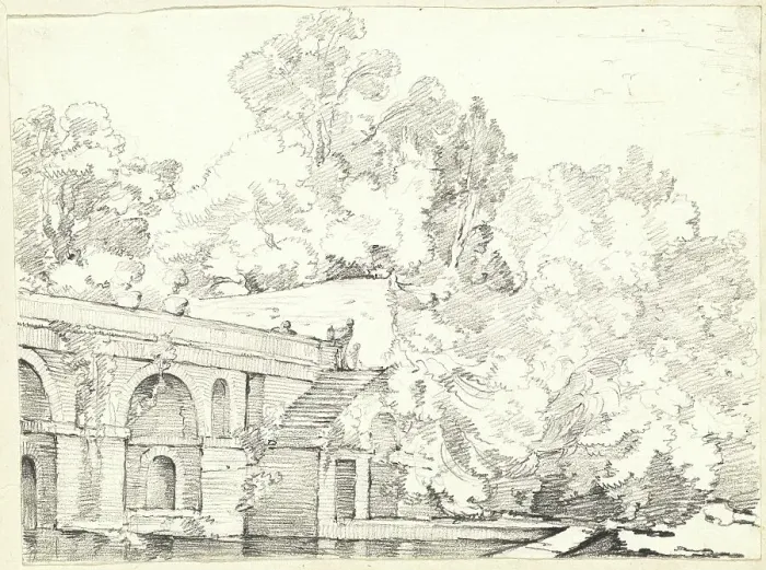 Framed Print : The Fishpond at Villa Madama, 1746 / 1749. Creator: Joseph-Marie Vien the Elder Framed Print : The Fishpond at Villa Madama, 1746 / 1749. Creator: Joseph-Marie Vien the Elder
