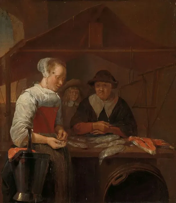 Framed Print : The fishwife, 1650-1670. Creator: Gerritsz Quiringh van Brekelenkam Framed Print : The fishwife, 1650-1670. Creator: Gerritsz Quiringh van Brekelenkam
