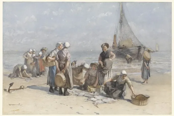 Framed Print : Fishwives on the Beach at Scheveningen, c.1880-c.1885. Creator: Bernardus Johannes Blommers Framed Print : Fishwives on the Beach at Scheveningen, c.1880-c.1885. Creator: Bernardus Johannes Blommers