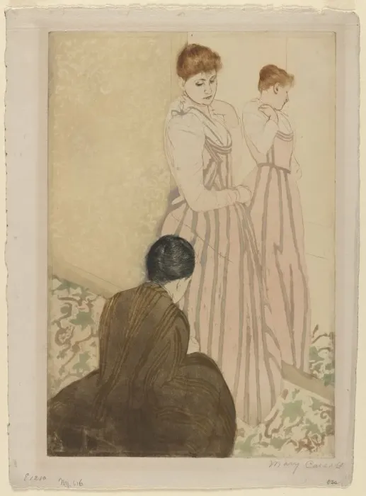 Framed Print : The Fitting, 1890-1891. Creator: Mary Cassatt (American, 1844-1926) Framed Print : The Fitting, 1890-1891. Creator: Mary Cassatt (American, 1844-1926)