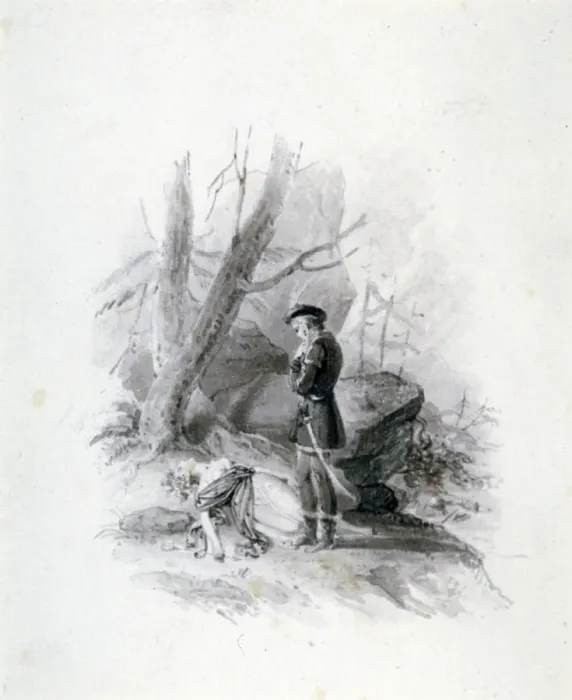 Framed Print : Fitz-James and the dying Blanche of Devan, 19th century. Artist: Henry Corbould Framed Print : Fitz-James and the dying Blanche of Devan, 19th century. Artist: Henry Corbould