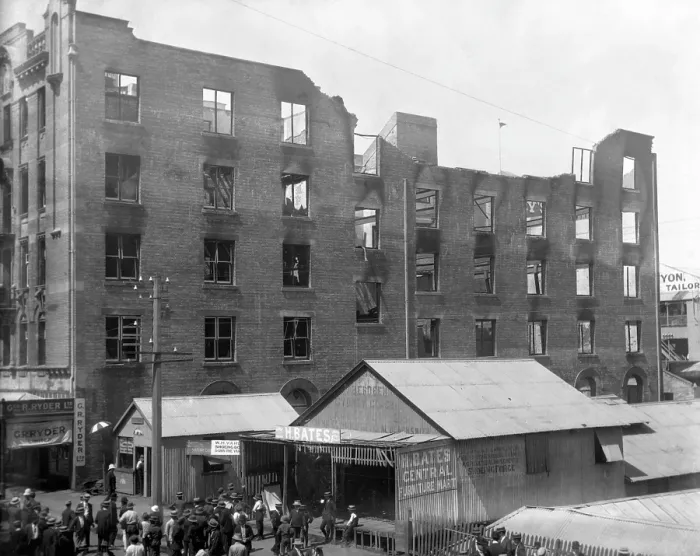 Framed Print : Fitzroy building fire, Adelaide Street, Brisbane, Queensland, 8 March 1912 Framed Print : Fitzroy building fire, Adelaide Street, Brisbane, Queensland, 8 March 1912