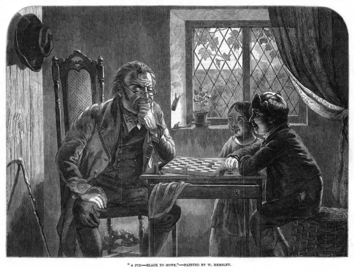 Framed Print : A Fix, Black to Move, 19th century. Artist: Cheltnam