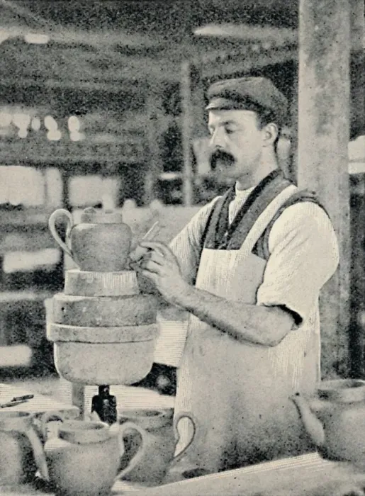 Framed Print : Fixing Spout on a Teapot, c1917 Framed Print : Fixing Spout on a Teapot, c1917