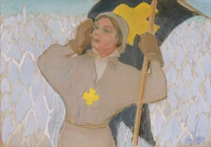 Framed Print : Flag Bearer, 1915. Creator: Akseli Gallen-Kallela Framed Print : Flag Bearer, 1915. Creator: Akseli Gallen-Kallela