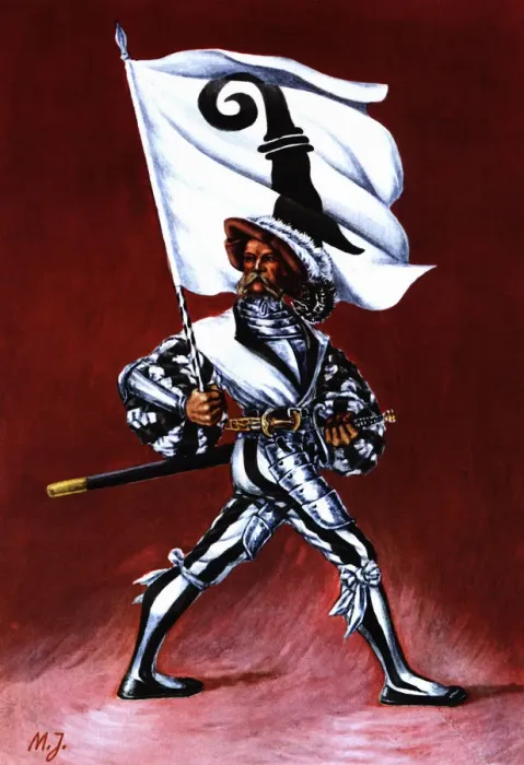 Framed Print : Flag bearer from the canton of Bale, c Framed Print : Flag bearer from the canton of Bale, c