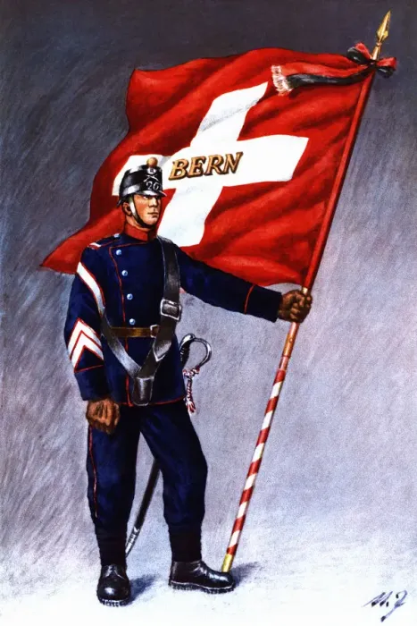 Framed Print : Flag bearer from the canton of Berna, c, 1912 Framed Print : Flag bearer from the canton of Berna, c, 1912