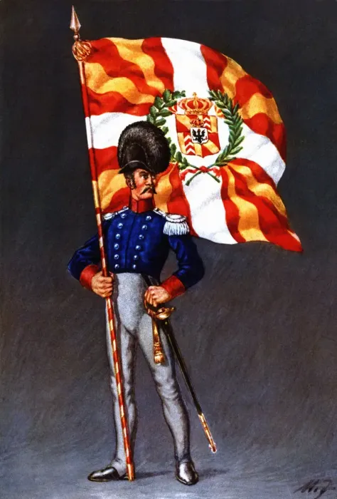 Framed Print : Flag bearer from the canton of Neuchatel, c Framed Print : Flag bearer from the canton of Neuchatel, c