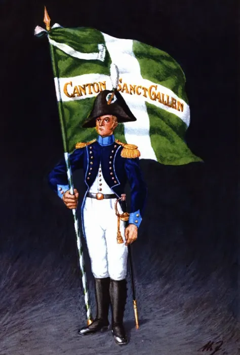 Framed Print : Flag bearer from the canton of Saint-Gall, c Framed Print : Flag bearer from the canton of Saint-Gall, c