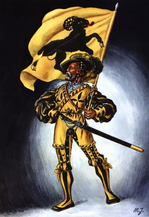 Framed Print : Flag bearer from the canton of Schaffhouse, c Framed Print : Flag bearer from the canton of Schaffhouse, c