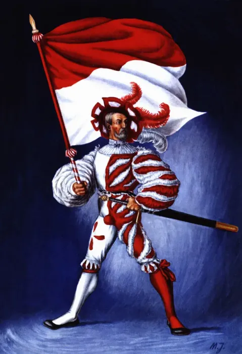Framed Print : Flag bearer from the canton of Soleure, c Framed Print : Flag bearer from the canton of Soleure, c