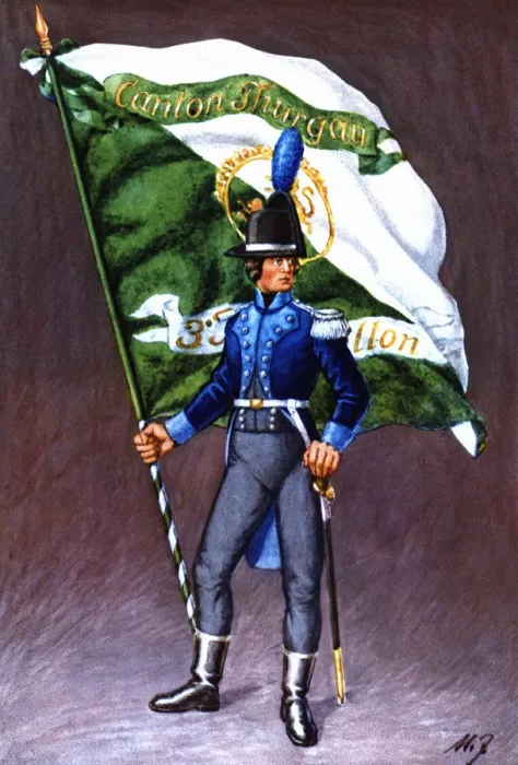 Framed Print : Flag bearer from the canton of Thurgovie, c Framed Print : Flag bearer from the canton of Thurgovie, c