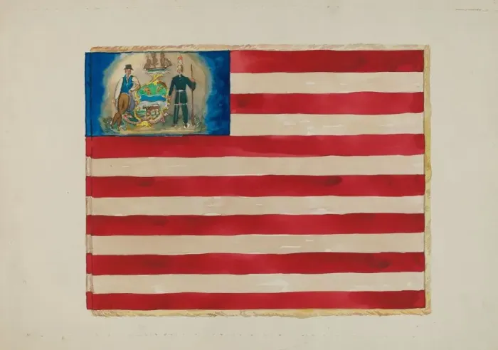 Framed Print : Flag: Mexican War, c. 1936. Creator: Edward Grant Framed Print : Flag: Mexican War, c. 1936. Creator: Edward Grant