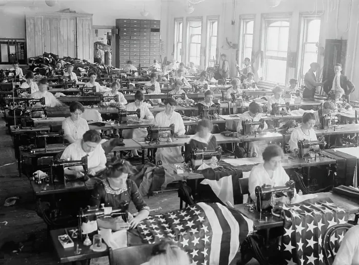 Framed Print : Flag shop, Navy Yard, 1917. Creator: Bain News Service Framed Print : Flag shop, Navy Yard, 1917. Creator: Bain News Service