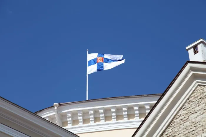 Framed Print : Flag, Tallin, Estonia, 2011. Artist: Sheldon Marshall Framed Print : Flag, Tallin, Estonia, 2011. Artist: Sheldon Marshall