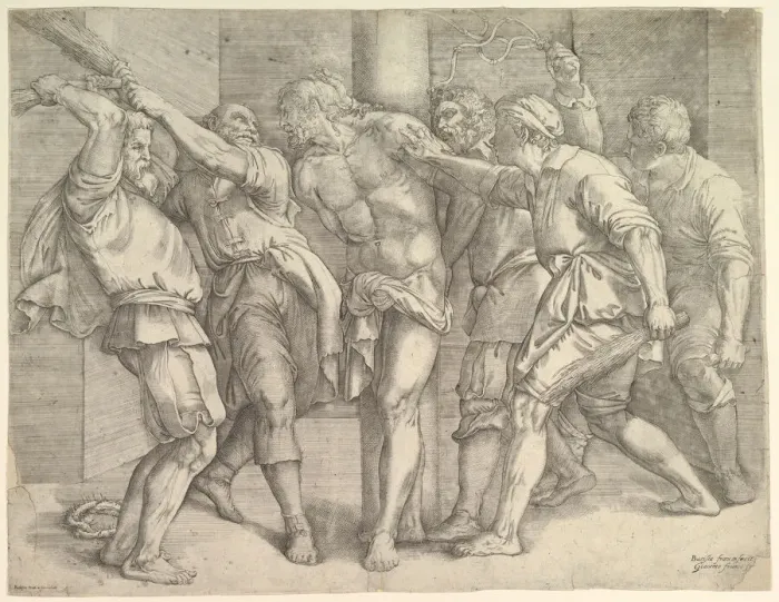 Framed Print : The Flagellation, ca. 1552-61. Creator: Battista Franco Veneziano Framed Print : The Flagellation, ca. 1552-61. Creator: Battista Franco Veneziano