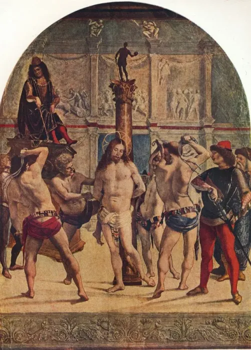 Framed Print : The Flagellation of Christ, 1482-1485, (1930). Creator: Luca Signorelli Framed Print : The Flagellation of Christ, 1482-1485, (1930). Creator: Luca Signorelli