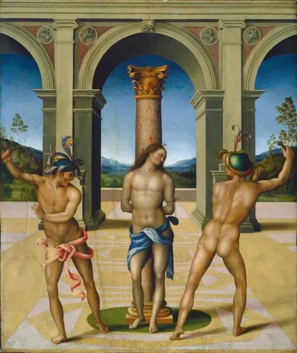 Framed Print : The Flagellation of Christ, c. 1512 / 1515. Creator: Bacchiacca Framed Print : The Flagellation of Christ, c. 1512 / 1515. Creator: Bacchiacca