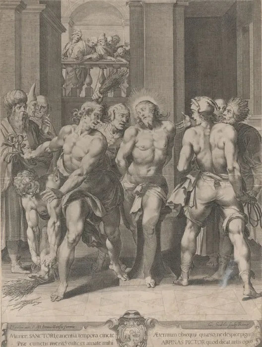 Framed Print : The Flagellation of Christ, with floggers on either side Framed Print : The Flagellation of Christ, with floggers on either side