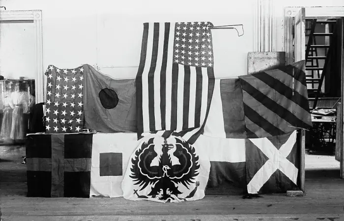 Framed Print : Flags made at Navy Yard, 1917. Creator: Bain News Service Framed Print : Flags made at Navy Yard, 1917. Creator: Bain News Service