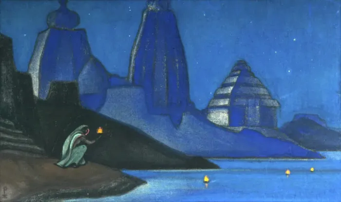 Framed Print : Flame of Happiness (Lights on the Ganges), 1947 Framed Print : Flame of Happiness (Lights on the Ganges), 1947