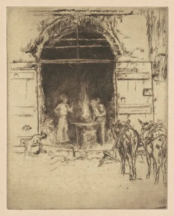 Framed Print : Flaming Forge, 1901. Creator: James Abbott McNeill Whistler Framed Print : Flaming Forge, 1901. Creator: James Abbott McNeill Whistler
