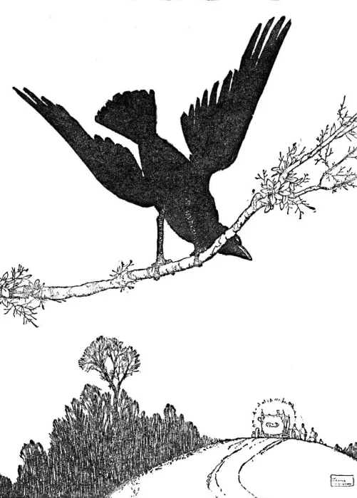 Framed Print : And Flapped His Black Wings at the Carriage Till It Was Out of Sight, c1930. Artist: W Heath Robinson Framed Print : And Flapped His Black Wings at the Carriage Till It Was Out of Sight, c1930. Artist: W Heath Robinson