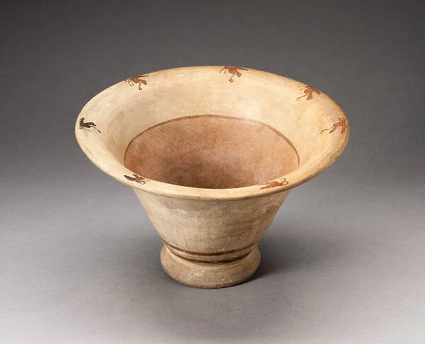 Flaring Bowl Depicting Abstract Birds on the Inner Rim, 100 B. C.  /  A. D. 500