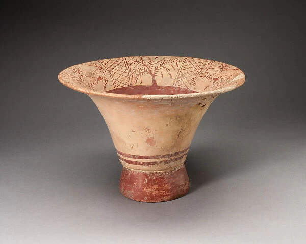 Flaring Bowl Depicting a Deer Hunting Scene on Inner Rim, 100 B. C.  /  A. D. 500