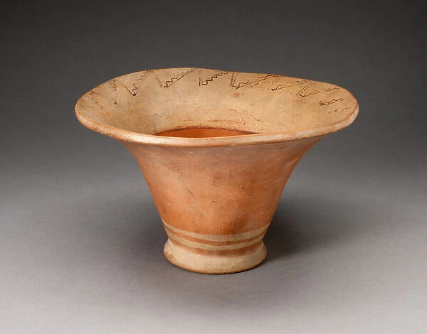 Flaring Bowl Depicting a Stepped Zigzag Motif on Inner Rim, 100 B. C.  /  A. D. 500