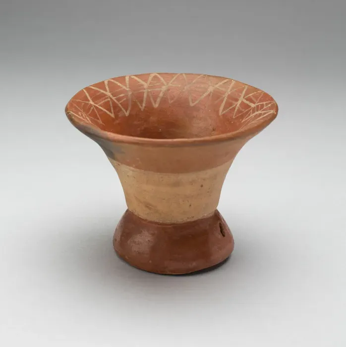 Framed Print : Flaring bowl with Rattle Base and Incised Geometric Motif on Interior Rim, 100 B. C.  /  A. D