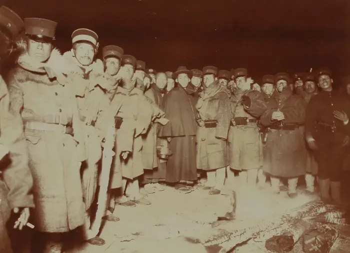 Framed Print : Flashlight - Jap soldiers at Chemulpo, after naval battle, standing around bonfire, c1904. Creator: Robert Lee Dunn Framed Print : Flashlight - Jap soldiers at Chemulpo, after naval battle, standing around bonfire, c1904. Creator: Robert Lee Dunn