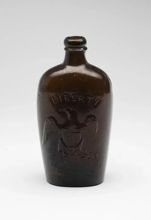 Framed Print : Flask, c. 1845 / 65. Creator: Willington Glass Works Framed Print : Flask, c. 1845 / 65. Creator: Willington Glass Works