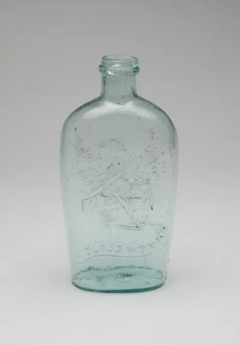 Framed Print : Flask, c. 1850. Creator: Baltimore Glass Works Framed Print : Flask, c. 1850. Creator: Baltimore Glass Works