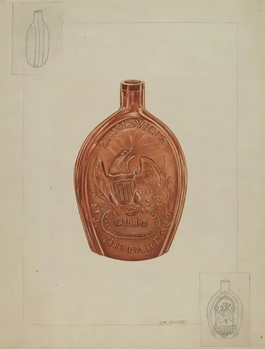 Framed Print : Flask, c. 1936. Creator: John Jordan Framed Print : Flask, c. 1936. Creator: John Jordan