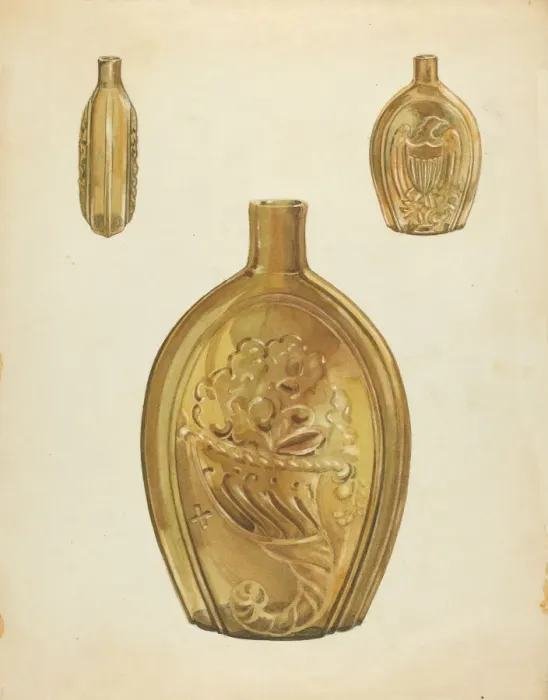 Framed Print : Flask, c. 1940. Creator: John Fisk Framed Print : Flask, c. 1940. Creator: John Fisk