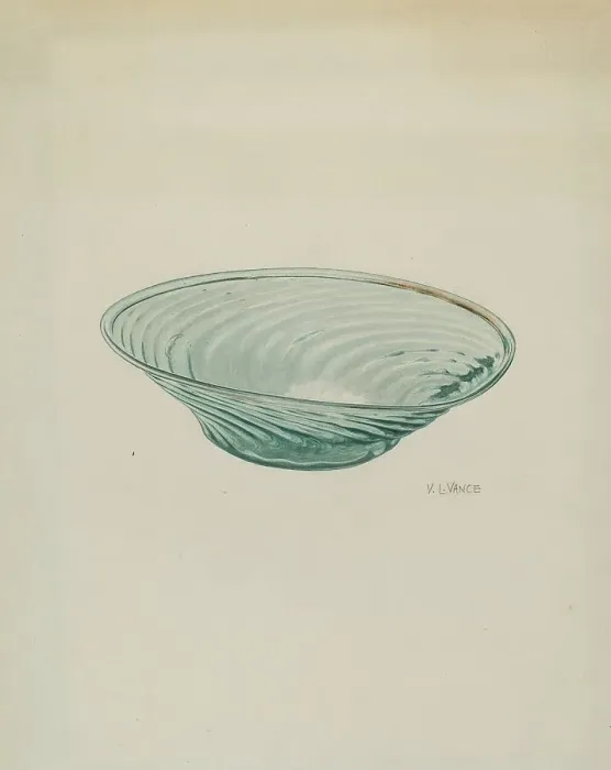 Framed Print : Flat Glass Bowl, c. 1940. Creator: V. L. Vance Framed Print : Flat Glass Bowl, c. 1940. Creator: V. L. Vance