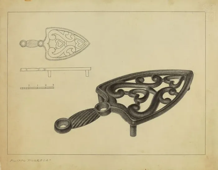 Framed Print : Flat Iron Holder, c. 1937. Creator: Filippo Porreca Framed Print : Flat Iron Holder, c. 1937. Creator: Filippo Porreca