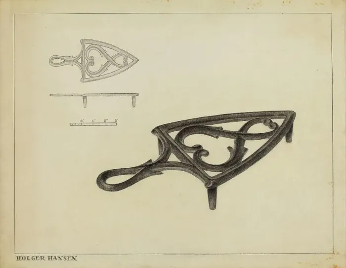 Framed Print : Flat Iron Holder, c. 1937. Creator: Holger Hansen Framed Print : Flat Iron Holder, c. 1937. Creator: Holger Hansen