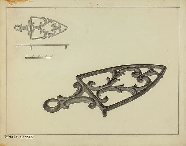 Flat Iron Holder, c. 1937. Creator: Holger Hansen