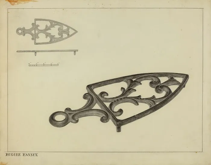 Framed Print : Flat Iron Holder, c. 1937. Creator: Holger Hansen