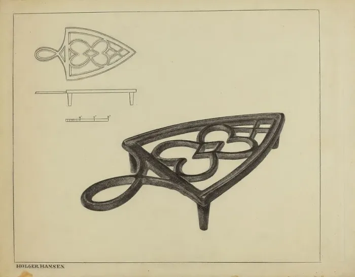 Framed Print : Flat Iron Holder, c. 1937. Creator: Holger Hansen Framed Print : Flat Iron Holder, c. 1937. Creator: Holger Hansen