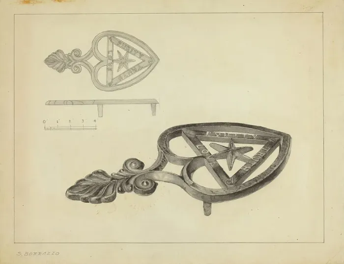 Framed Print : Flat Iron Holder, c. 1937. Creator: Salvatore Borrazzo Framed Print : Flat Iron Holder, c. 1937. Creator: Salvatore Borrazzo