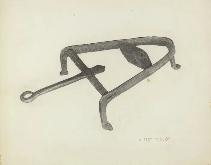 Framed Print : Flat Iron Holder, c. 1939. Creator: Albert Taxson Framed Print : Flat Iron Holder, c. 1939. Creator: Albert Taxson