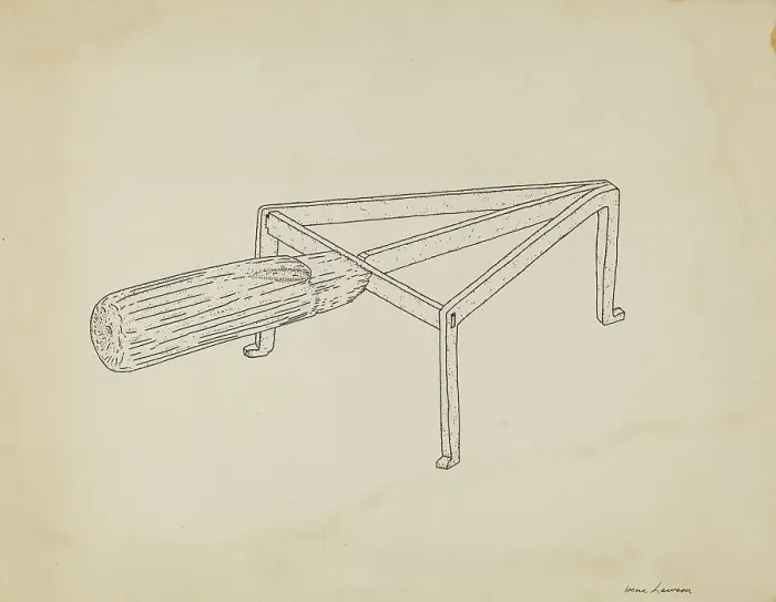 Framed Print : Flat Iron Holder, c. 1939. Creator: Irene Lawson Framed Print : Flat Iron Holder, c. 1939. Creator: Irene Lawson