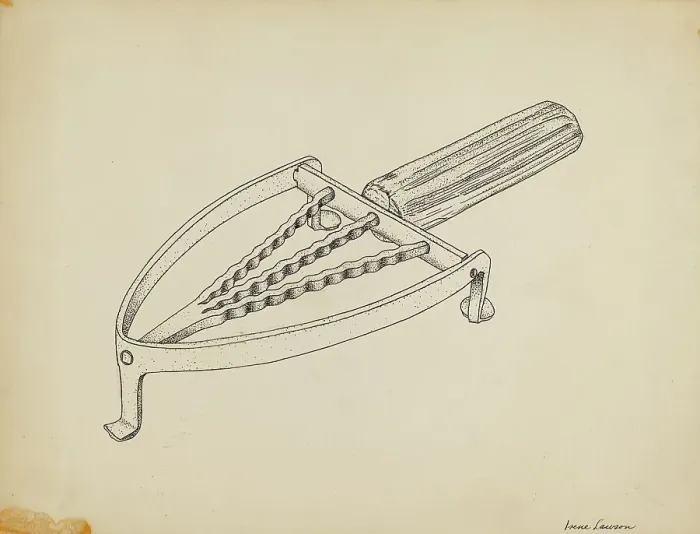 Framed Print : Flat Iron Holder, c. 1939. Creator: Irene Lawson Framed Print : Flat Iron Holder, c. 1939. Creator: Irene Lawson