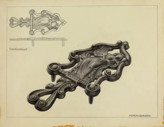 Framed Print : Flat Iron Holder, c. 1939. Creator: Milton Grubstein Framed Print : Flat Iron Holder, c. 1939. Creator: Milton Grubstein