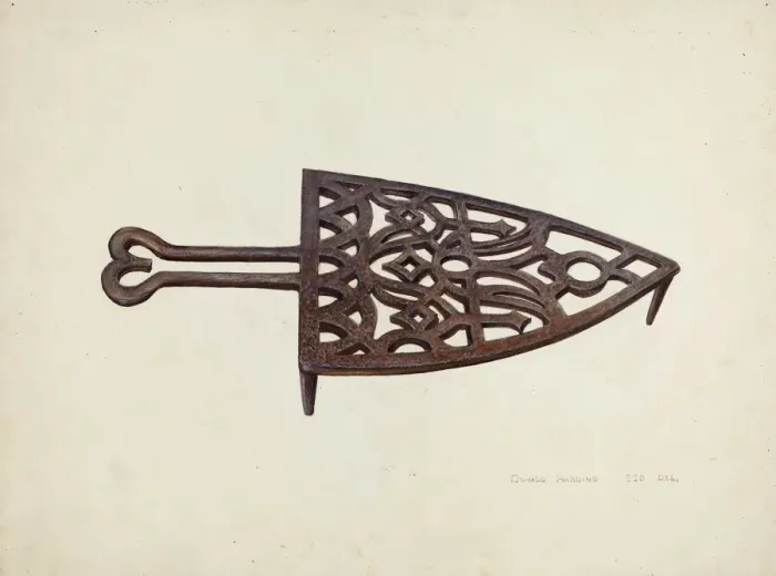 Framed Print : Flat Iron Holder, c. 1940. Creator: Donald Harding Framed Print : Flat Iron Holder, c. 1940. Creator: Donald Harding